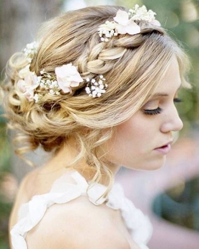 Romantic Crown Braided Wedding Hairstyles for Long Hair 