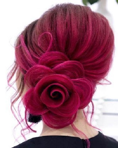 Rose Low Bun Prom Hairstyles for Long Hair