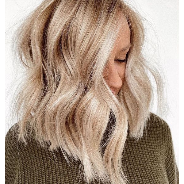 Bouncy Textured Waves for Blonde Long Bob