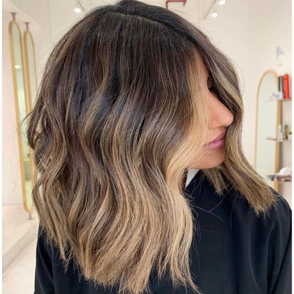 Long Bob Balayage with Lighter Frontal Piece Hairstyle