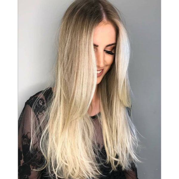 Long Messy Layered Hairstyle for Straight Blonde Hair