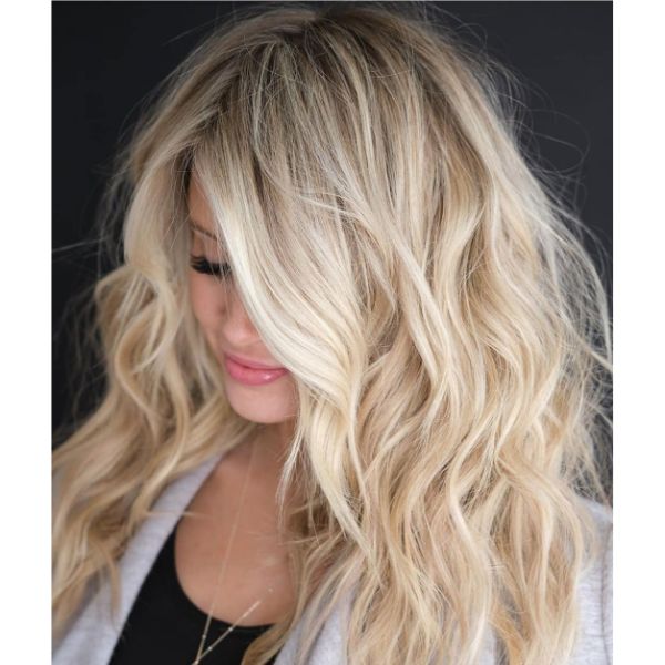 Messy Wavy Short Layers for Long Blonde Hair