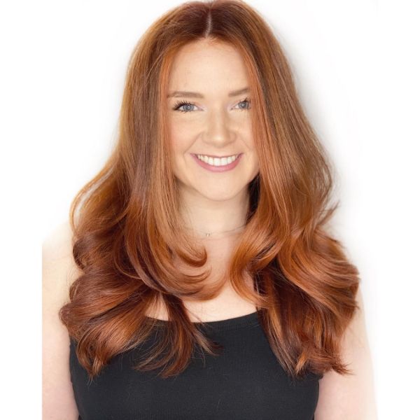 Past Shoulders, Long Layered Haircut for Ginger Wavy Hair