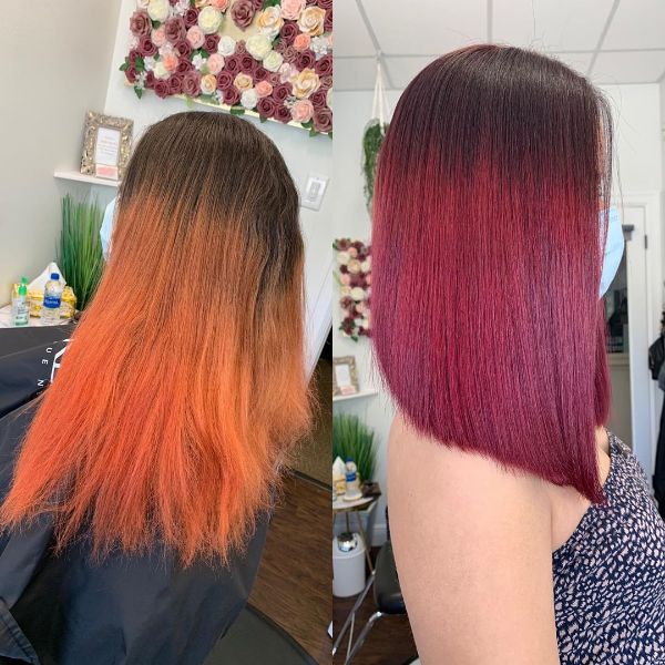 Red Hair Straight Long Bob Hairstyle