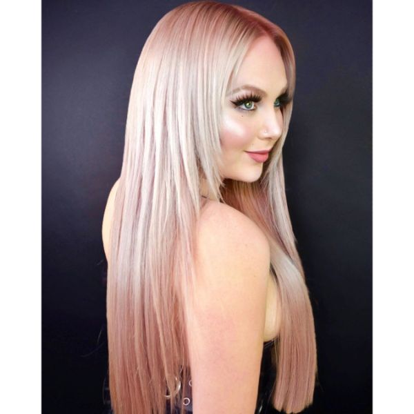 Stick Straight Layers Hairstyle for Rose Pink Hair