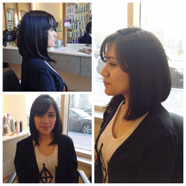Straight A-line Lob with Straight Cut Bangs 