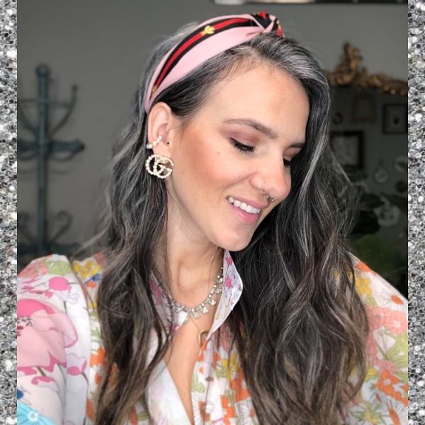 Boho-Chic Silver Highlighted Wavy Long Hairstyle with Headband