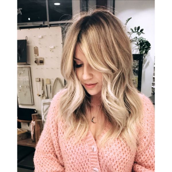 Long Bangs and Wavy Layers for Blonde Hair