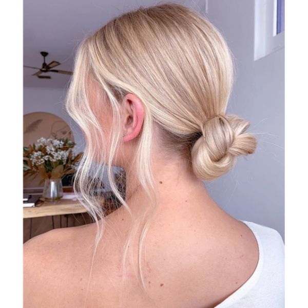 Low Chignon for Fine Layered Blonde Hair