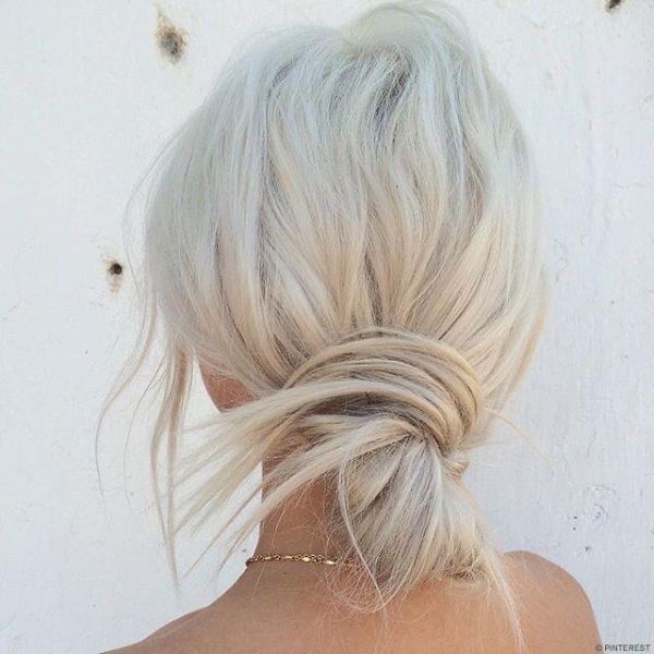 Low Simple Messy Knot for Blonde Hair