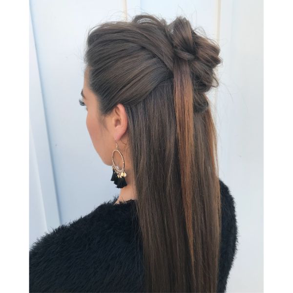 Oriental Inspired Mesy Half-Knot for Long Hair