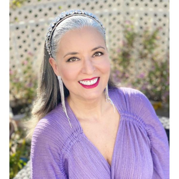 Straight Long Hairstyle with Tiara Headband for Older Women