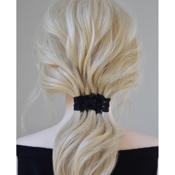 Textured Nape Ponytail with Ribbon Weave