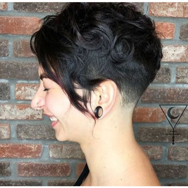 Asymmetric Curly Pixie Cut Hairstyle for Damaged Hair