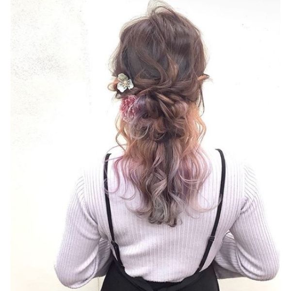 Elegant Updo with Light Colored Ends