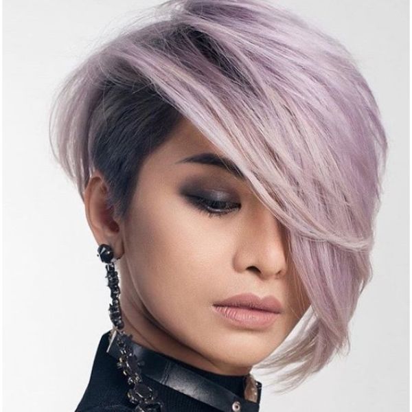 Lavender Pink Pixie Cut with Shaved Side - Hairstyles for Damaged Hair