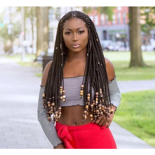 Protective Box Braids with Beads