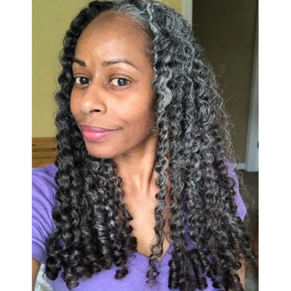  Twist Out Long Curly Hairstyle for Women Over 60
