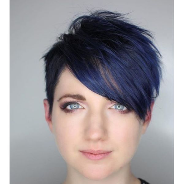  Blue Pixie with Messy Styling Short Haircuts For Women