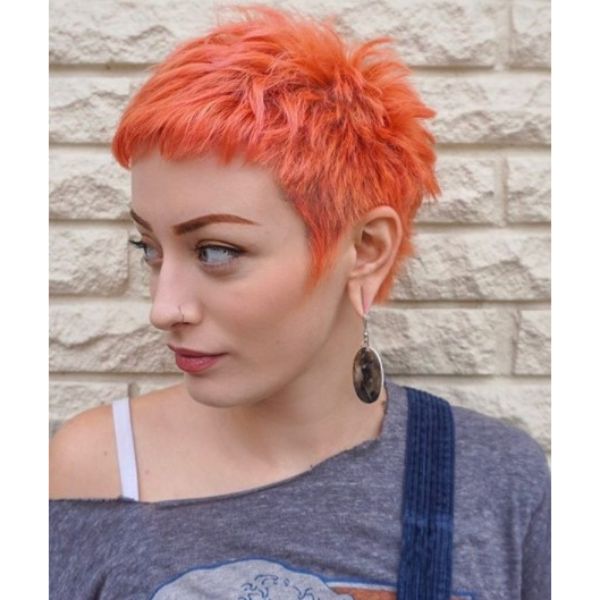 Bright Orange Spiky Pixie Short Haircuts For Women