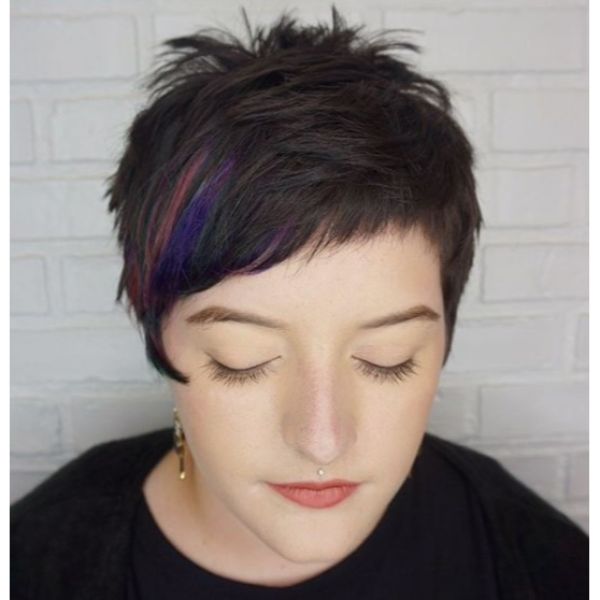 Multicolored Pixie Cut with Asymmetric Bangs