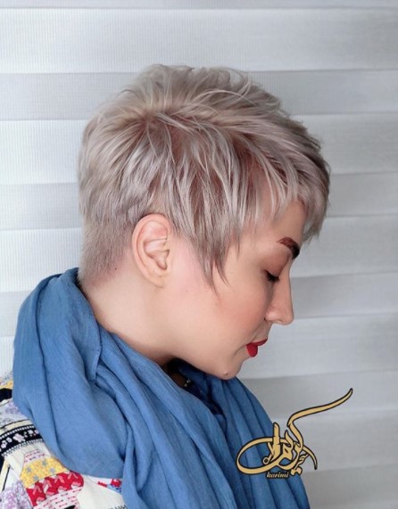 Short Light Blonde Haircuts for Women with Pointy Sideburns