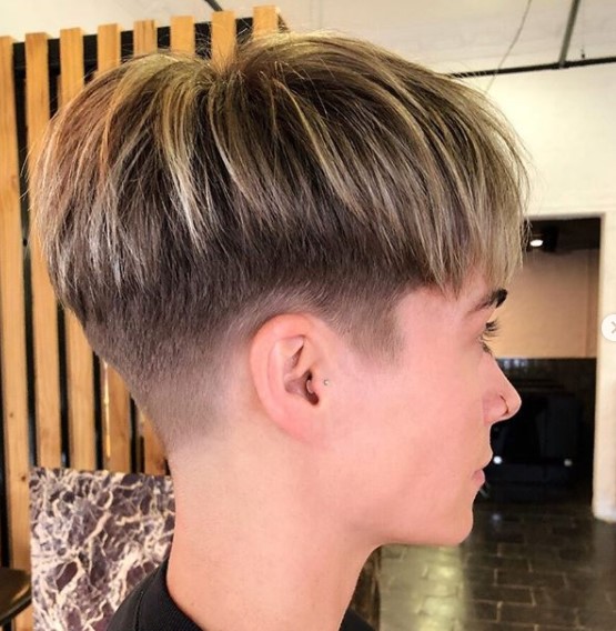 Short Pixie Cut With Light Blonde Highlights