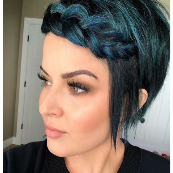  Blue Green Dutch Braid For Short Pixie Hairstyle