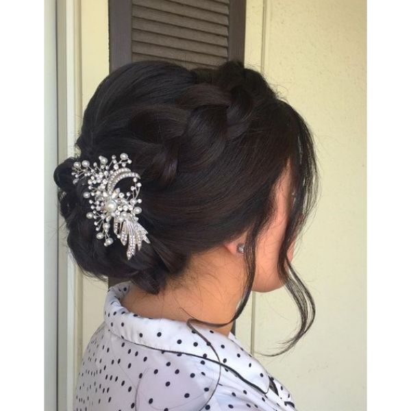 Crown Braid with Falling Strands Hairstyle