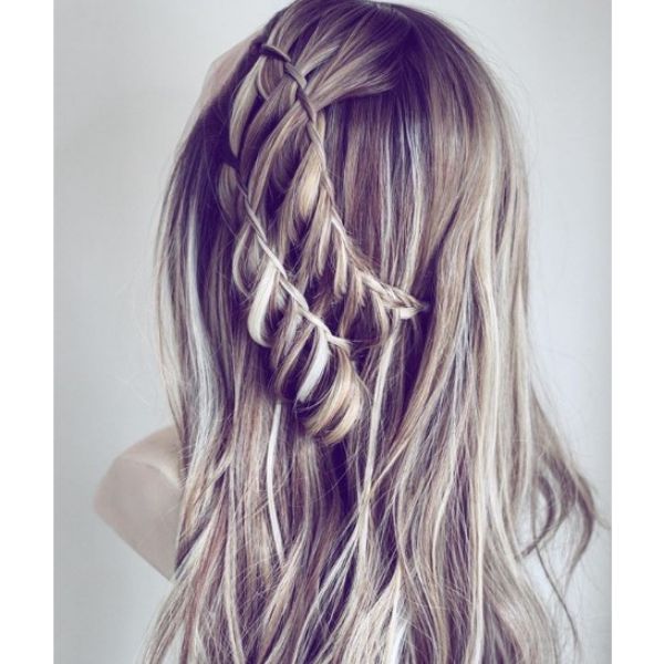 Double Waterfall Braids Hairstyle with Falling Strands