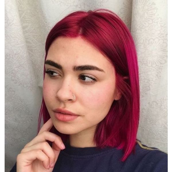  Fuchsia Colored Mid Length Hairstyle