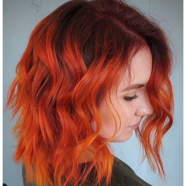  Mid Length Hairstyles with Red Flame