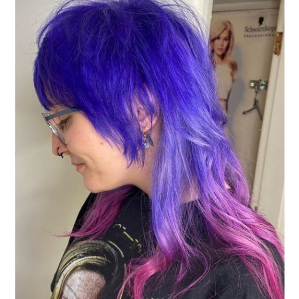 Purple Pink Mullet Hairstyle