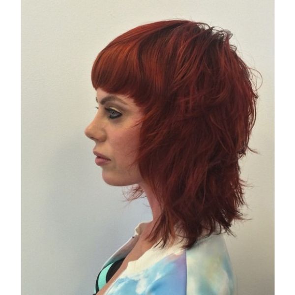 Short Layered Red Mid Length Hairstyle
