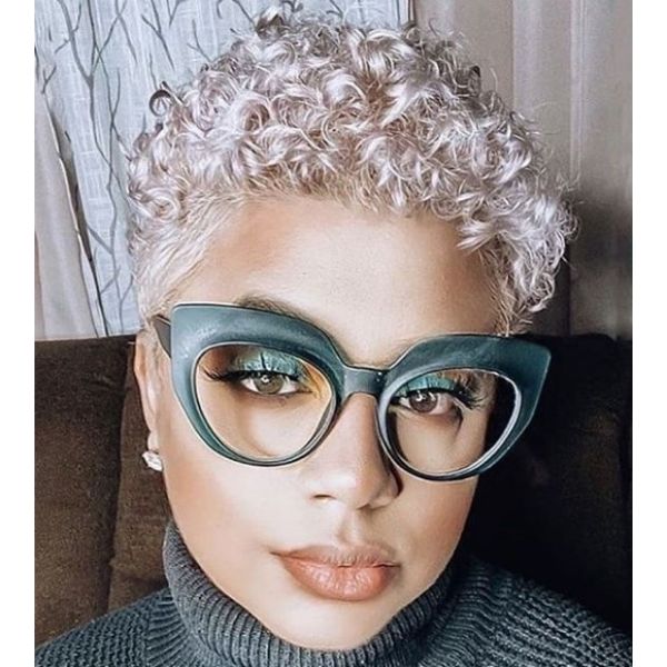  Silver Blonde Afro Hairstyle