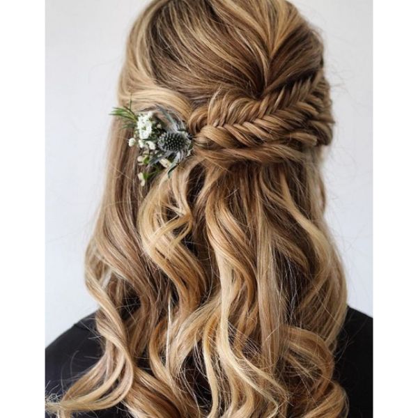 Twisted Fishtail and Thistle With Falling Strands Hairstyle