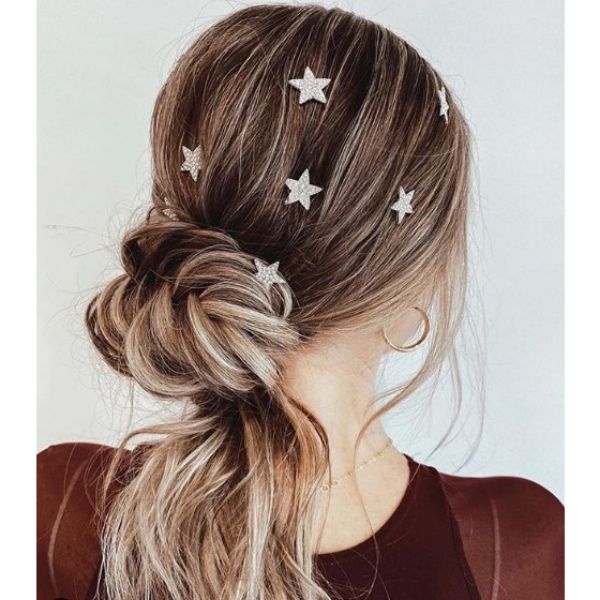 Twisted Ponytail Hairstyle with Stars