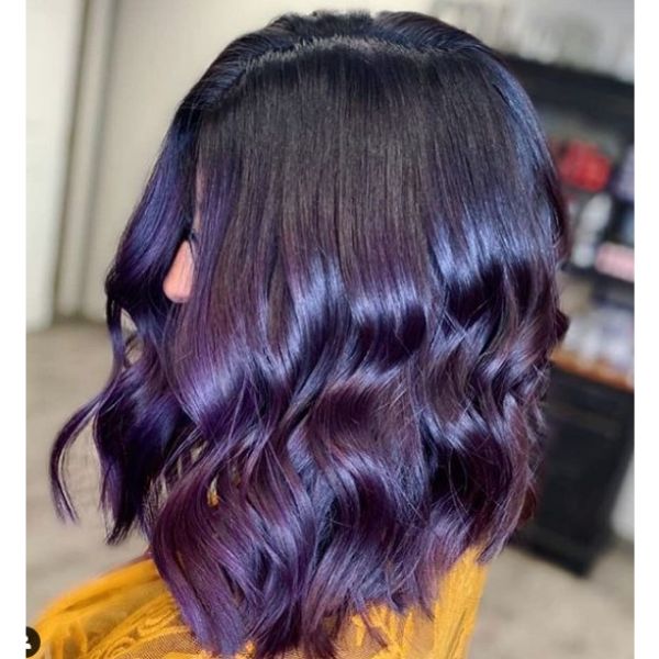 Violet Medium Hairstyle With Dark Roots