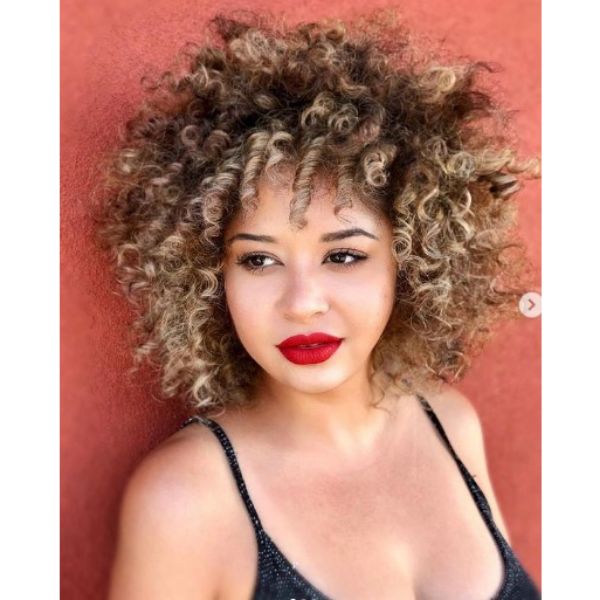 Blonde Balayage For Afro Haircut