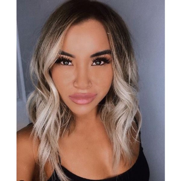  Blonde Balayage with Dark Roots Hairstyle
