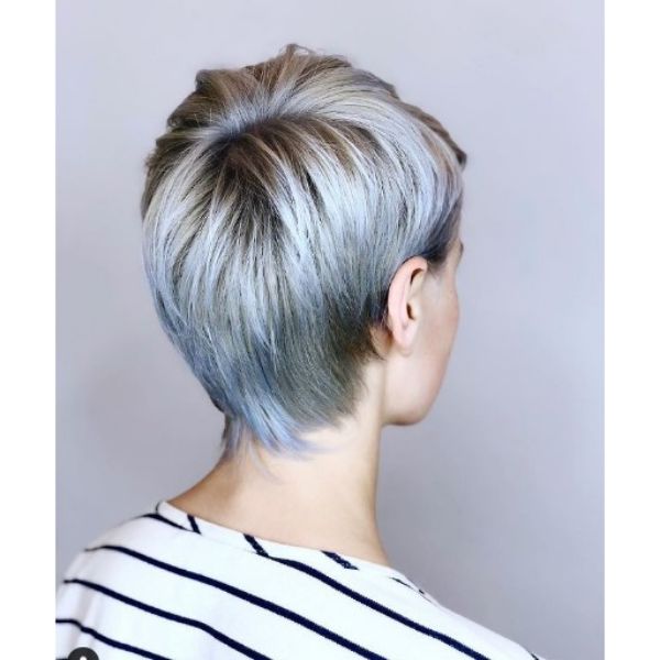 Pale Blue Pixie Cut with Silver Accents