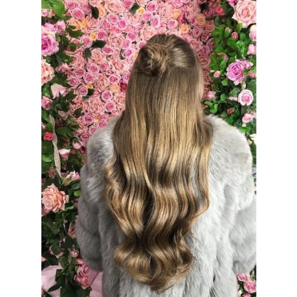  Bronze Colored Half-Updo with Sublte Waves