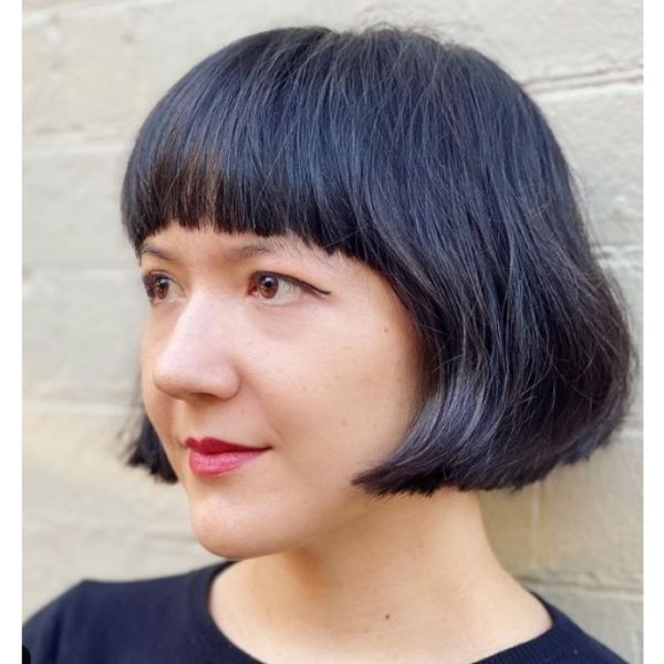 Ear-level French Bob with Straight Bangs