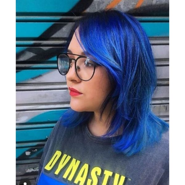Electric Blue Short Layered Hairstyle