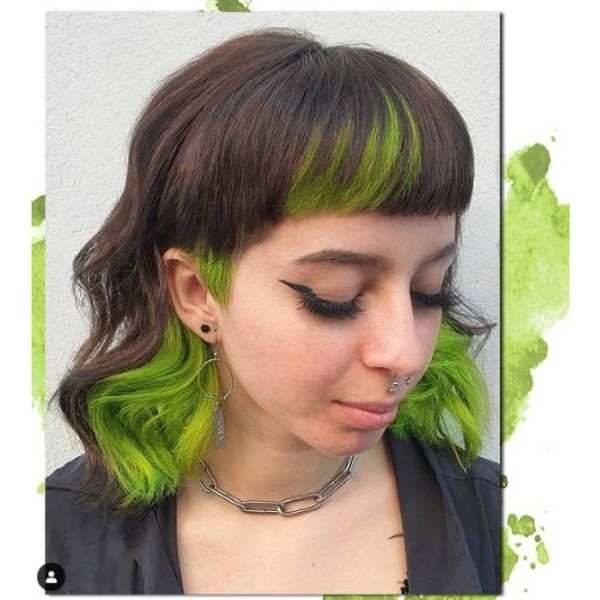 Green Brown Mullet Hairstyle
