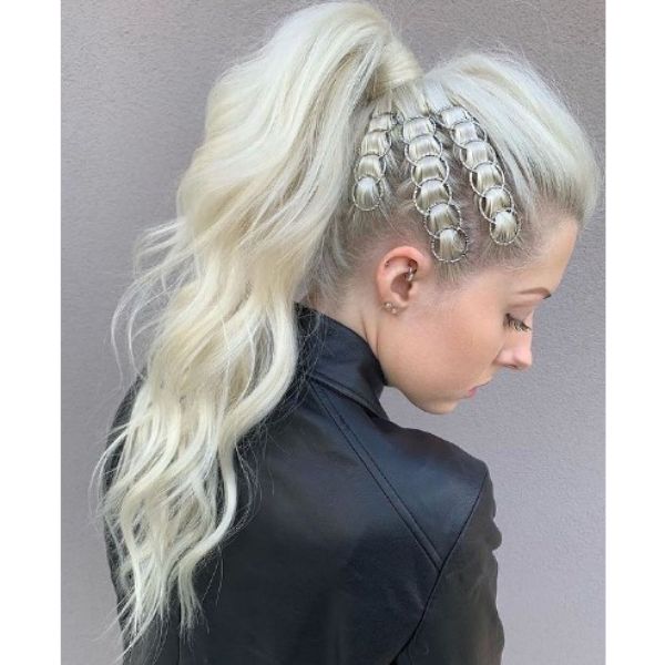 High Ponytail with Side Rings Hairstyle