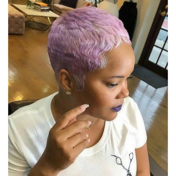 Lavender Pink Pixie Cut with Texture