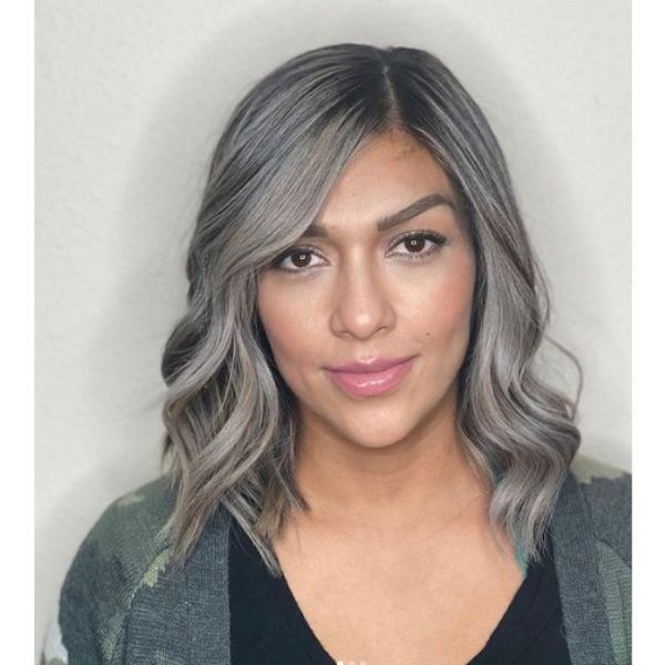 Long Ashy Blonde Bob Hairstyle with Side Part