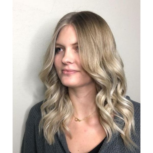 Medium Long Layered Haircut For Blonde Ombre