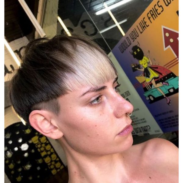 Modern Bowl Cut With Light Blonde Bangs Hairstyle